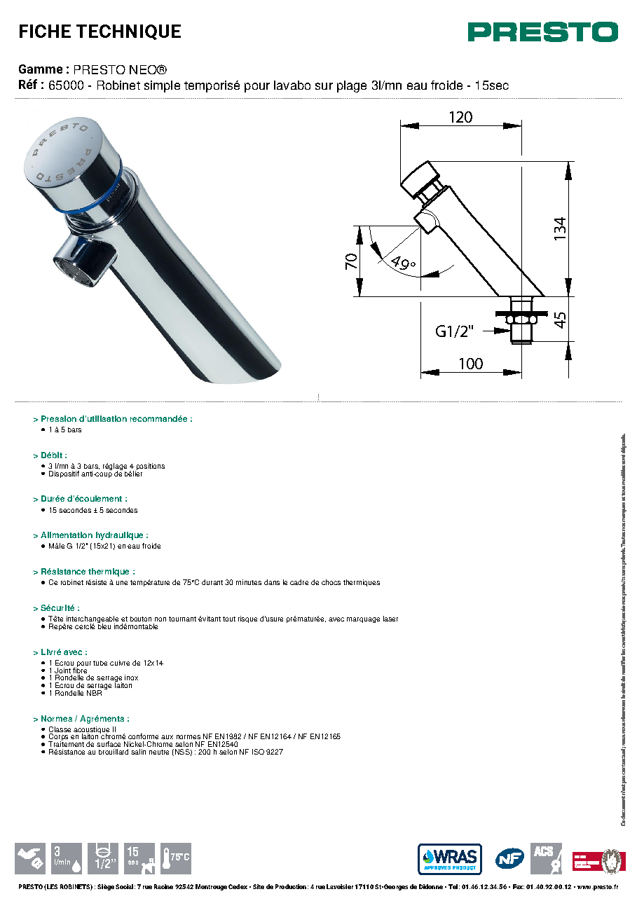 Fiche technique fournisseur