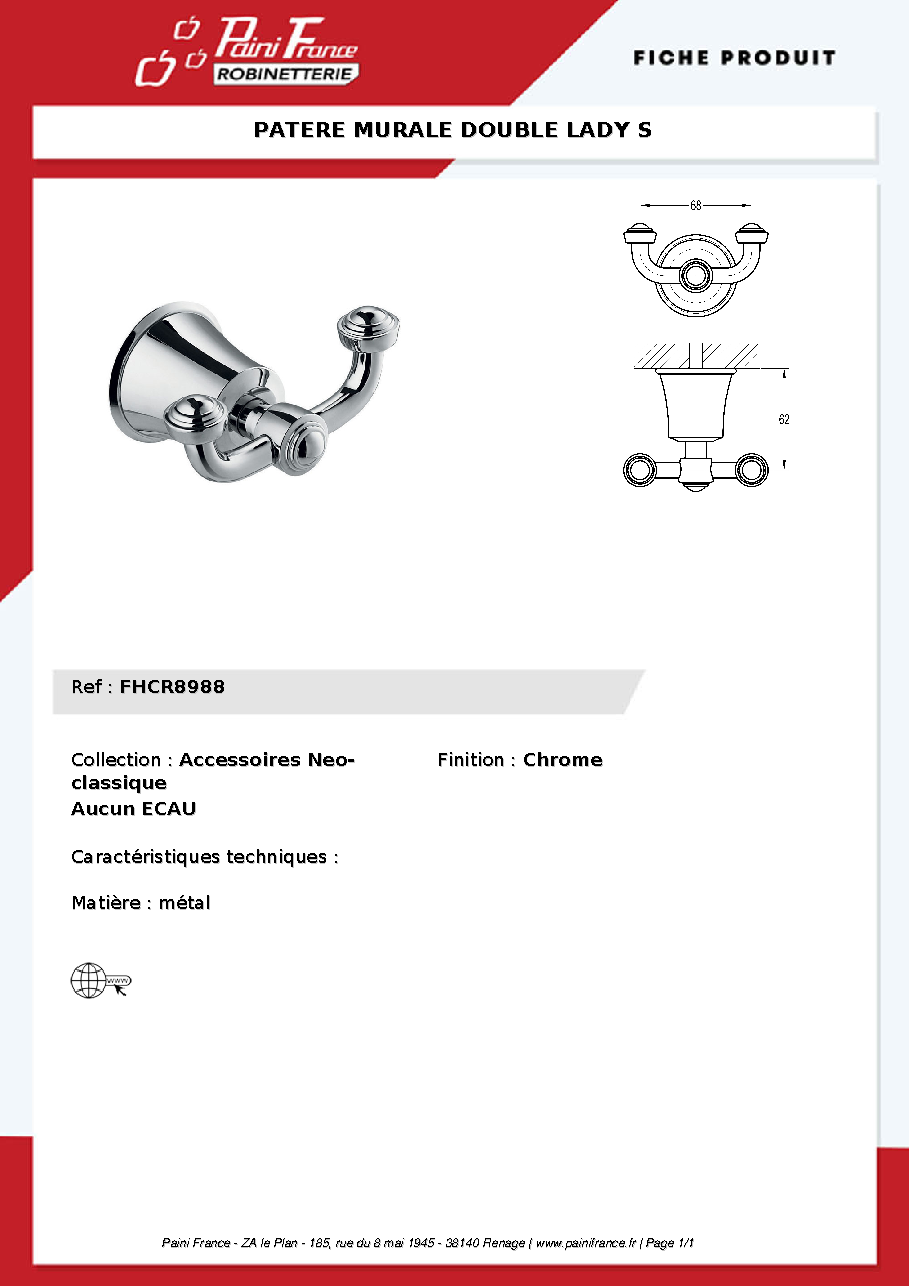 Fiche technique fournisseur
