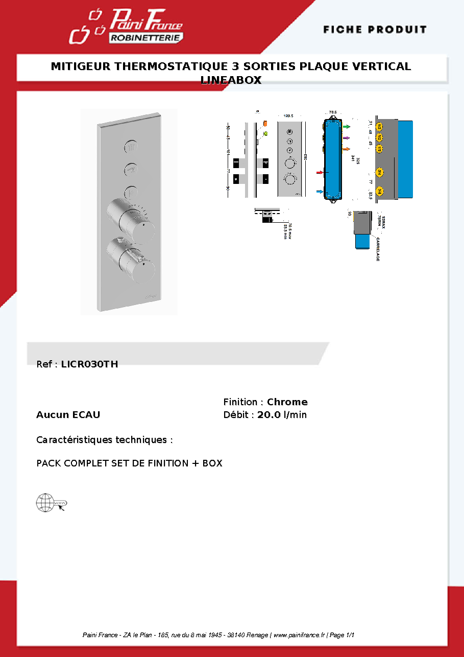 Fiche technique fournisseur
