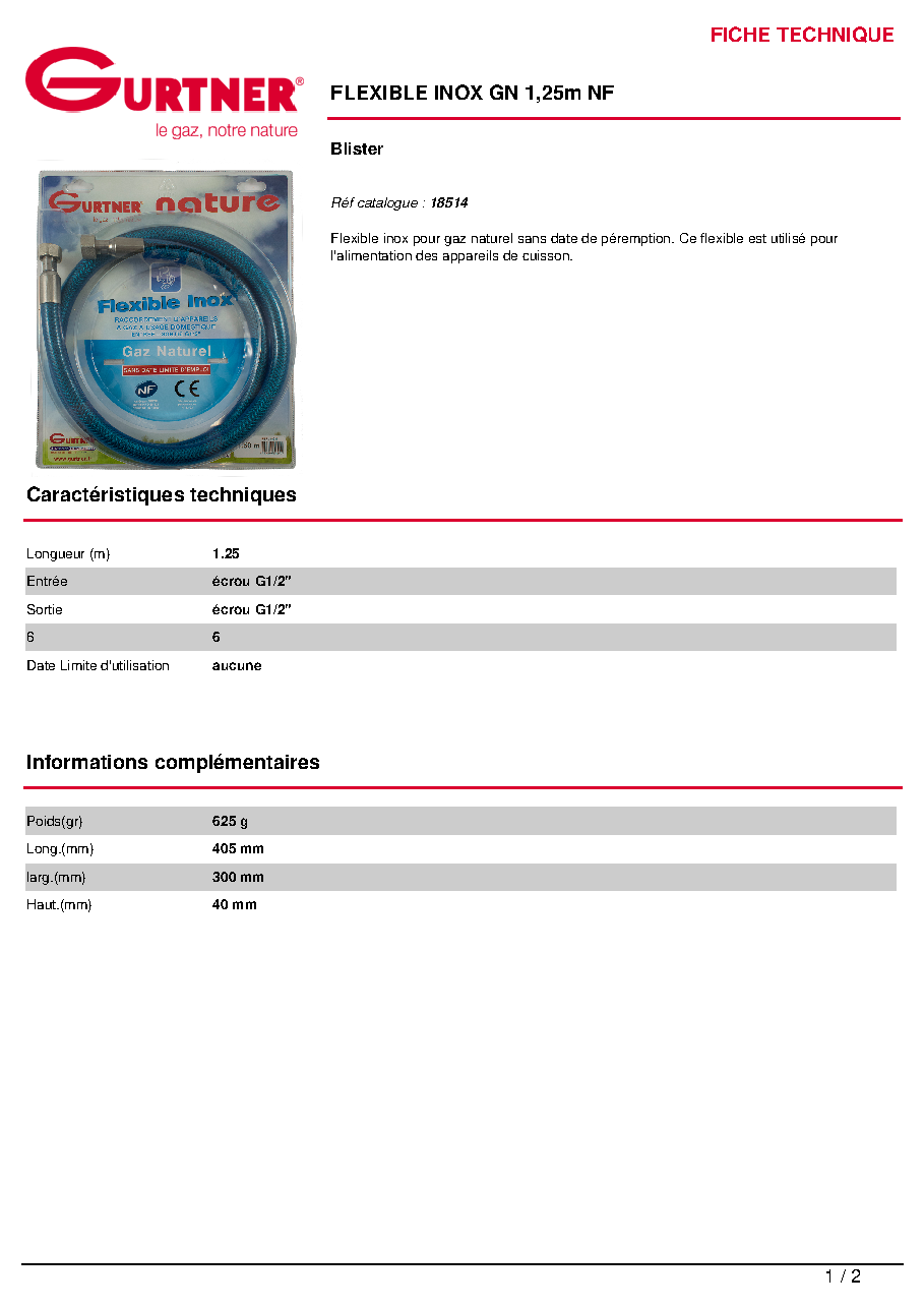 Fiche technique fournisseur