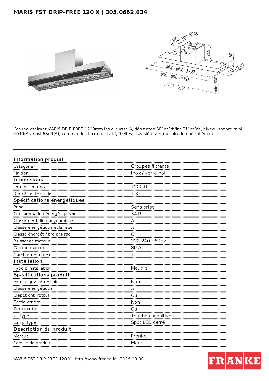 Fiche technique fournisseur