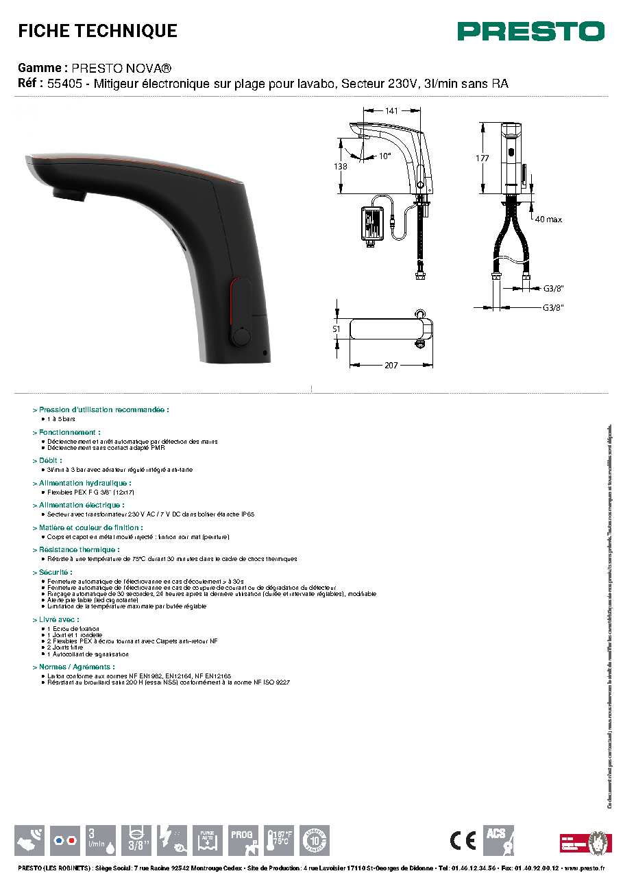 Fiche technique fournisseur