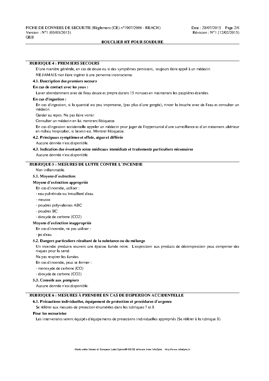 Fiche technique fournisseur