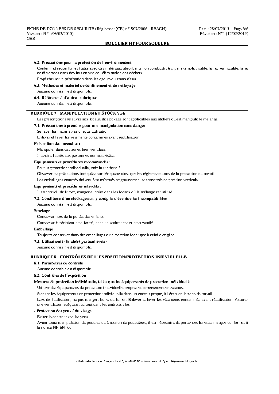 Fiche technique fournisseur