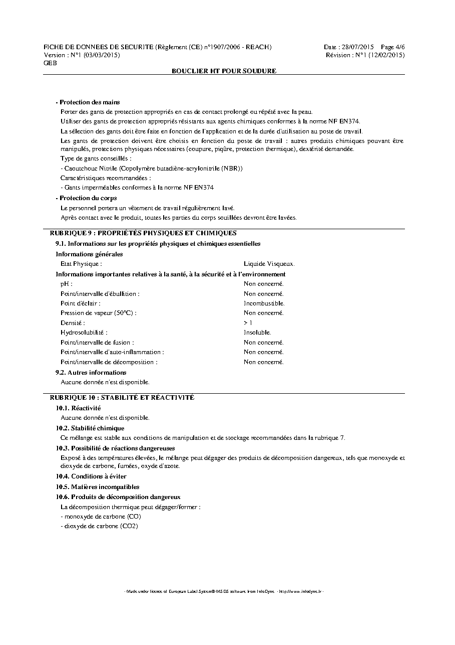 Fiche technique fournisseur