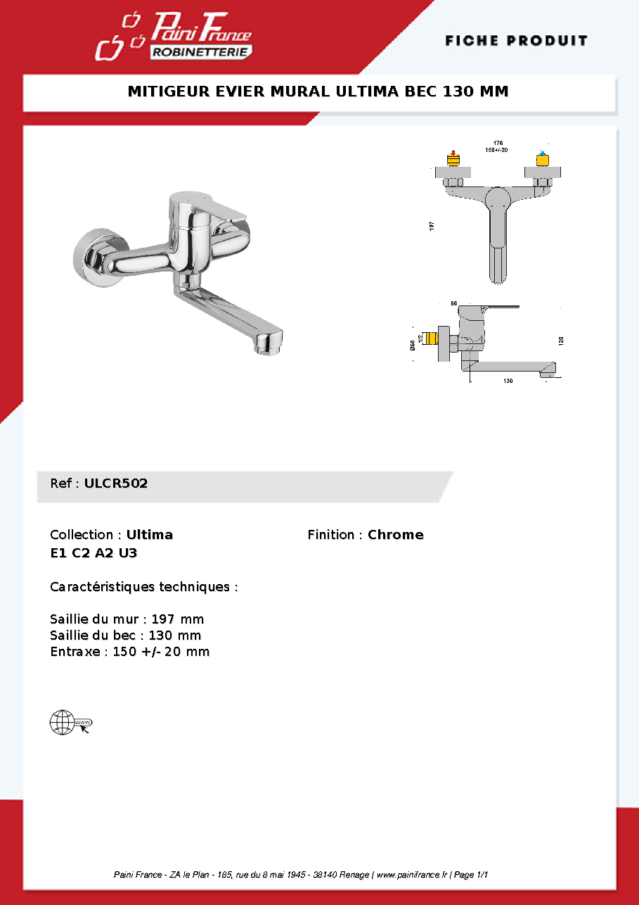 Fiche technique fournisseur