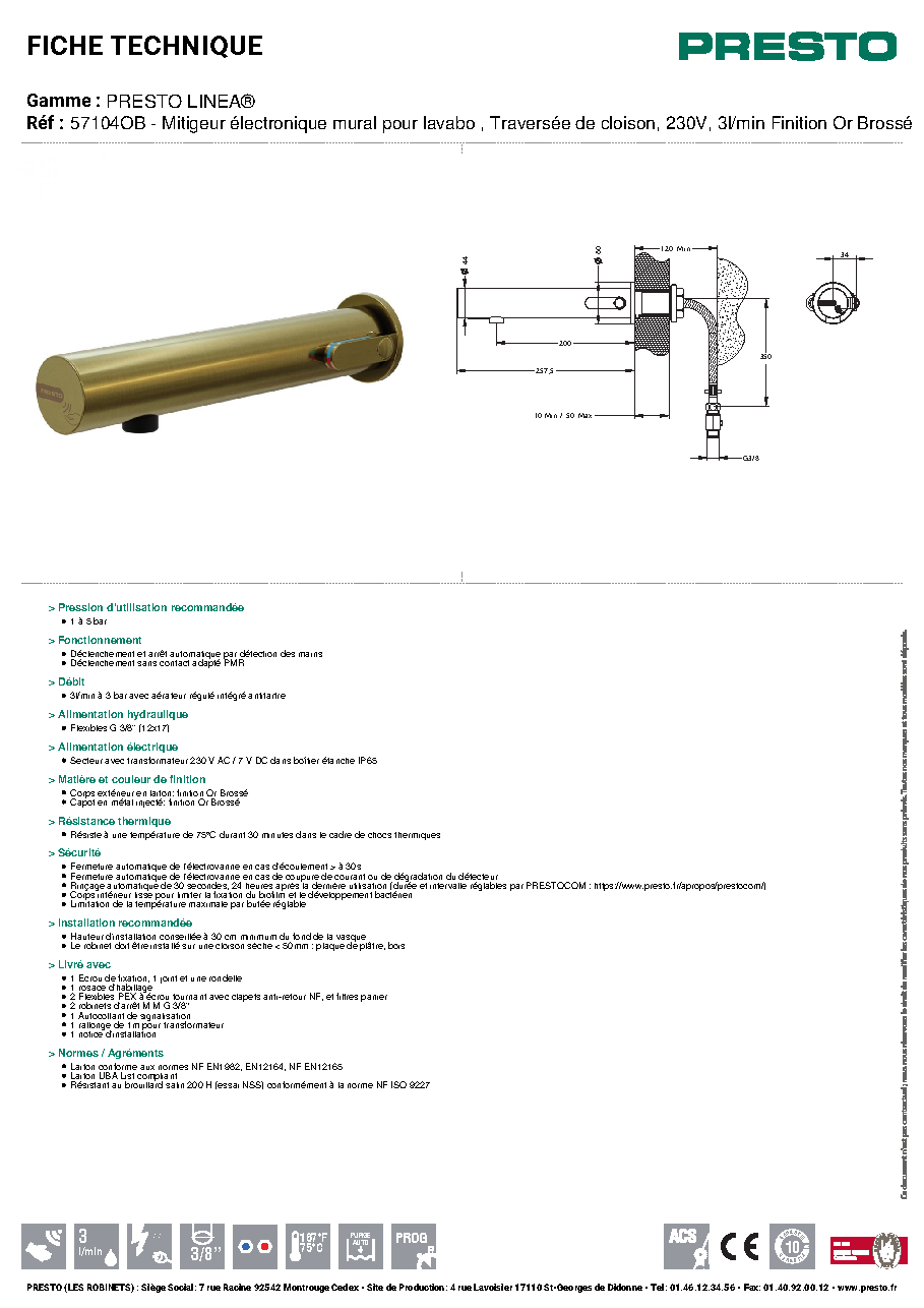 Fiche technique fournisseur