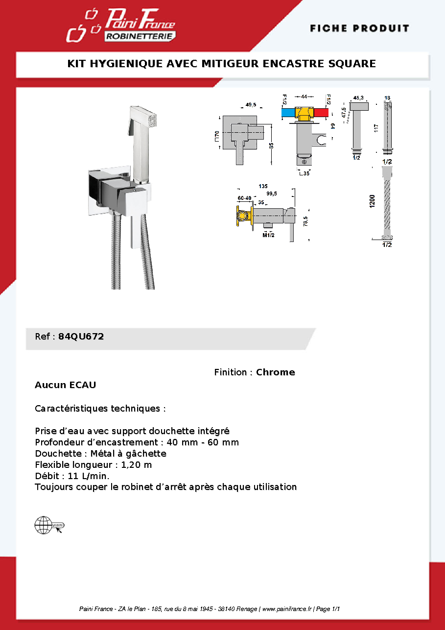 Fiche technique fournisseur