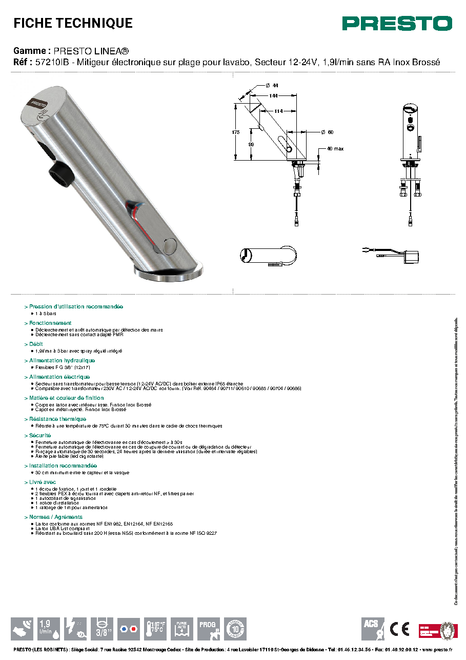 Fiche technique fournisseur