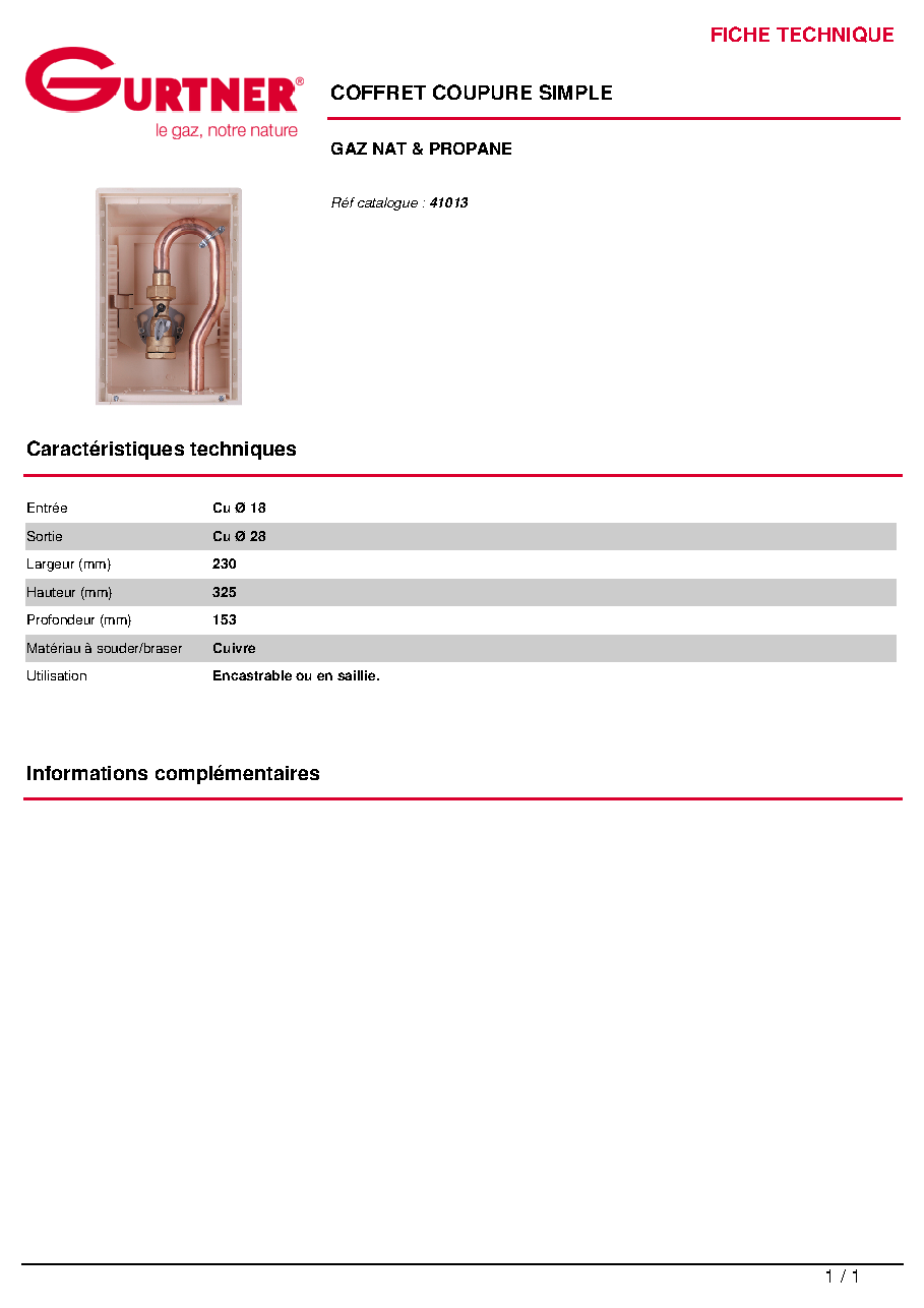 Fiche technique fournisseur