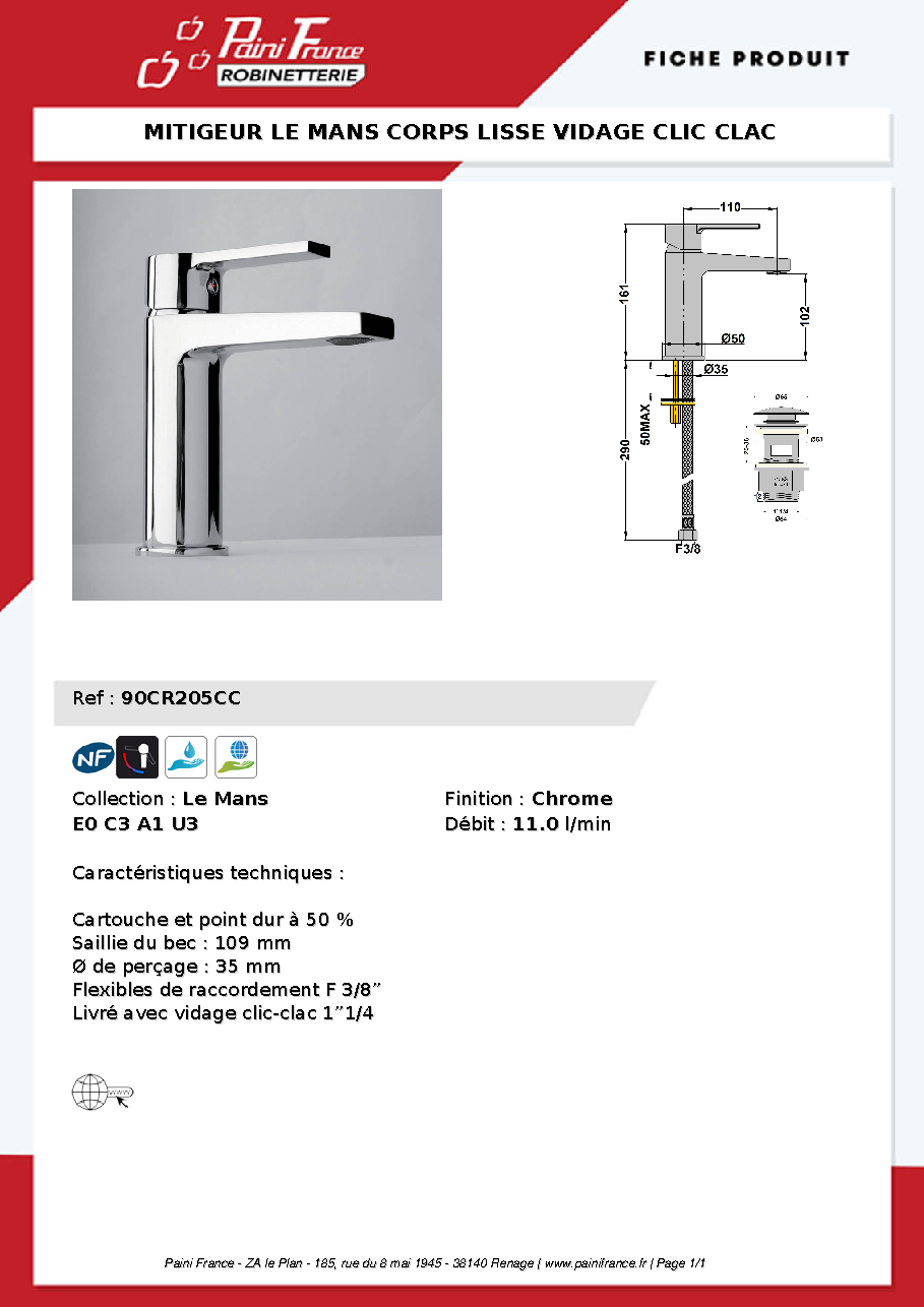 Fiche technique fournisseur