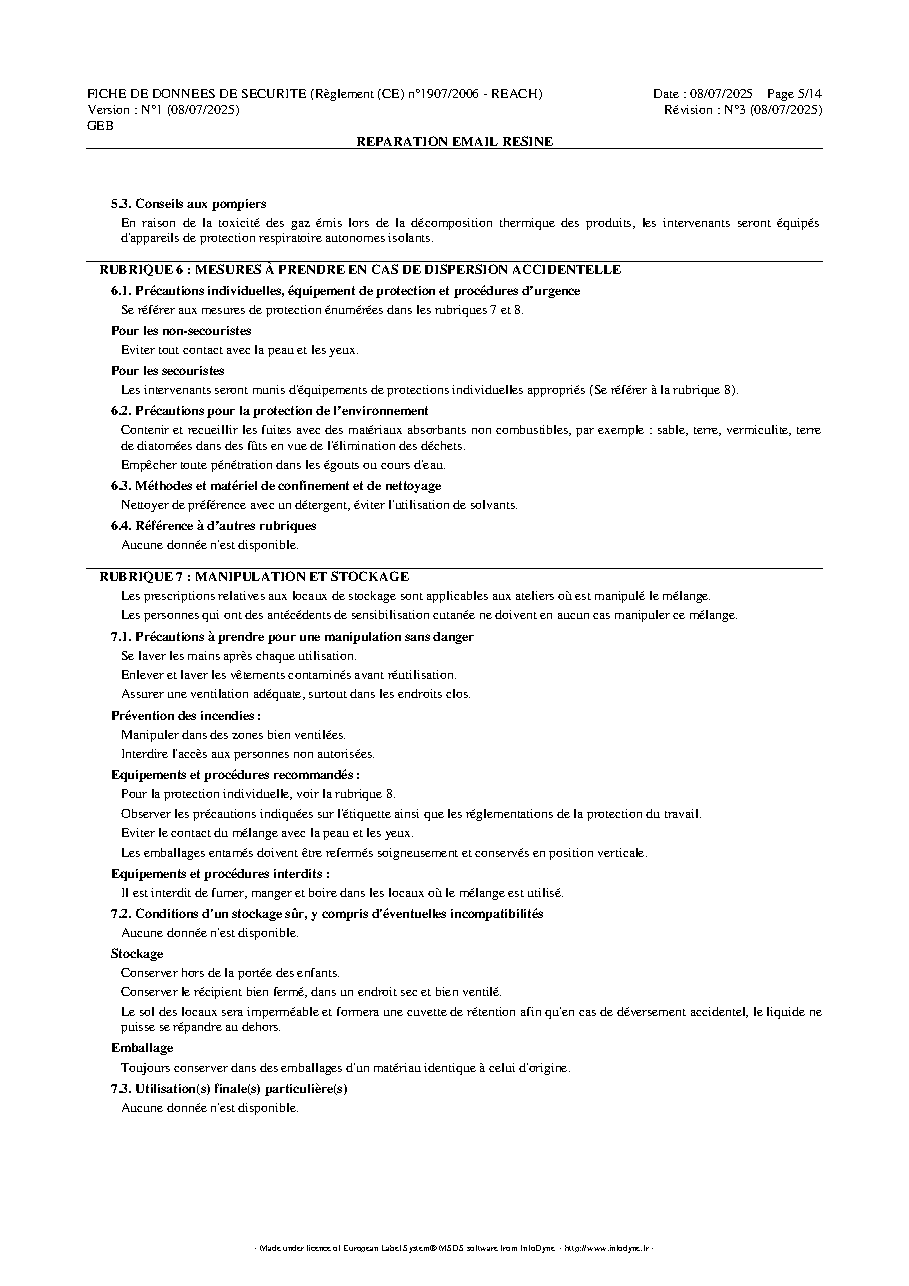 Fiche technique fournisseur
