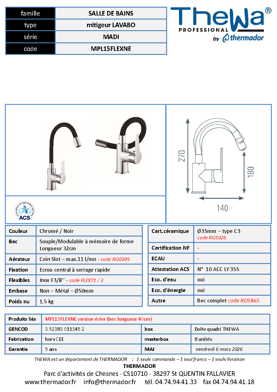 Fiche technique fournisseur