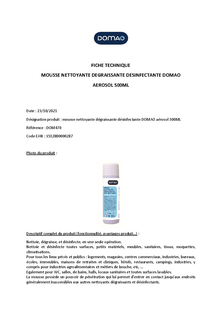 Fiche technique fournisseur