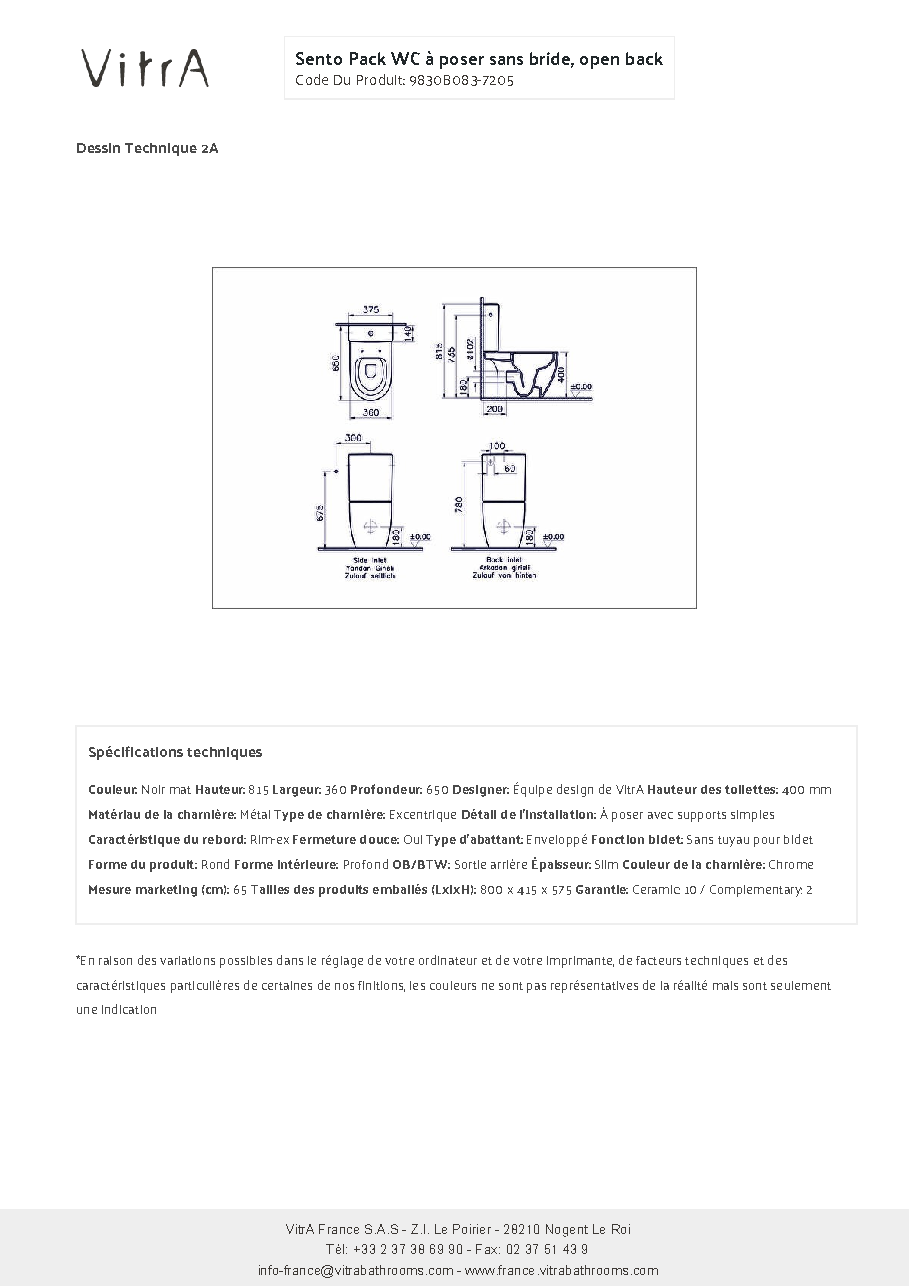 Fiche technique fournisseur