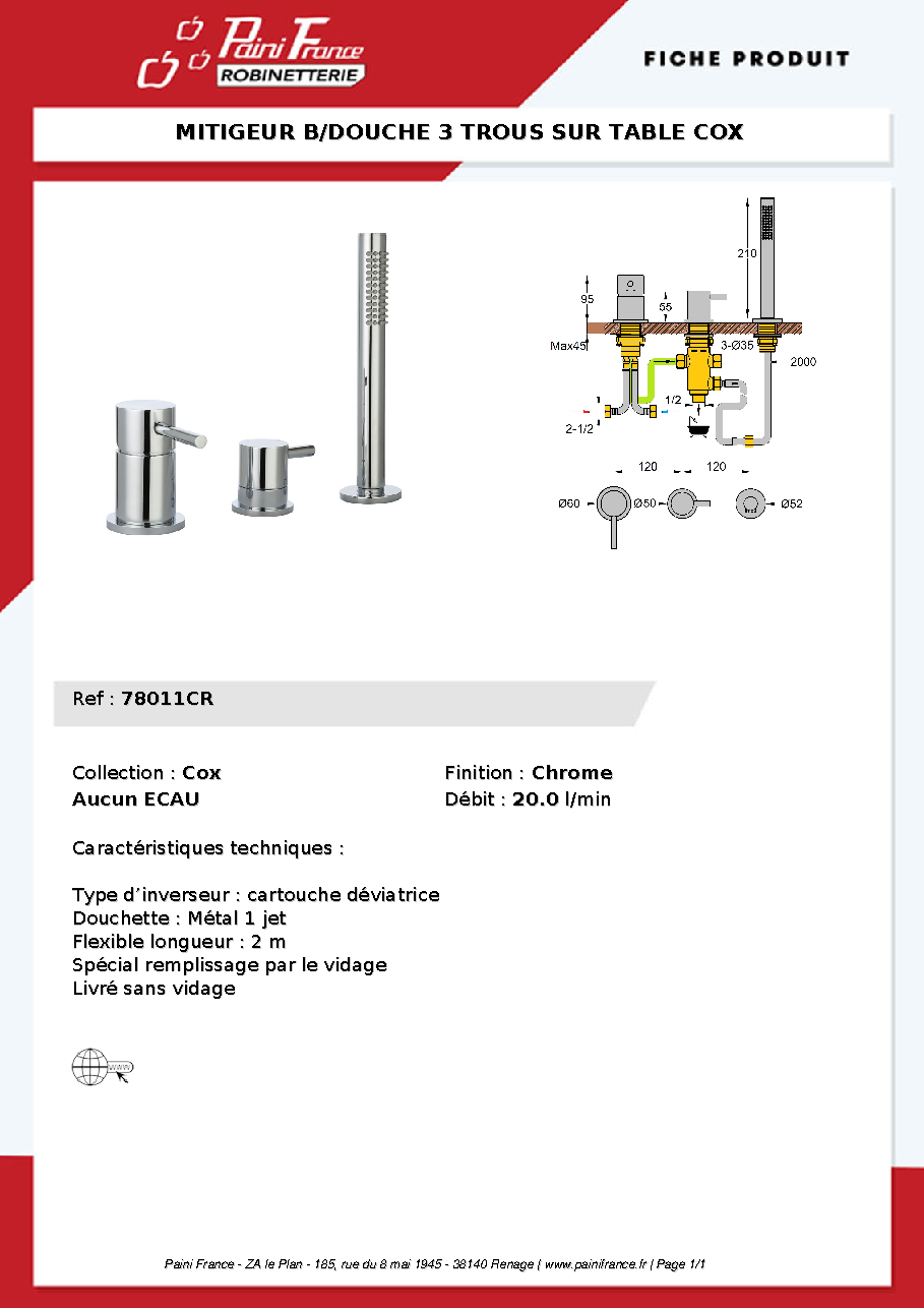 Fiche technique fournisseur