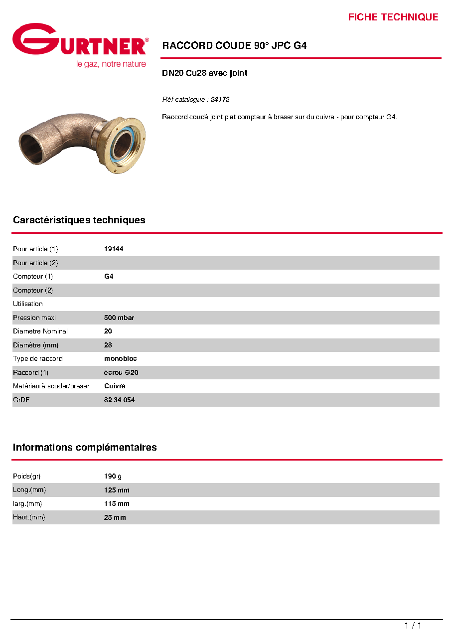 Fiche technique fournisseur