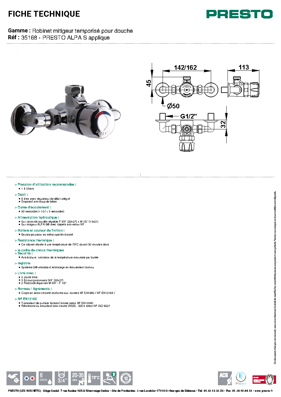 Fiche technique fournisseur
