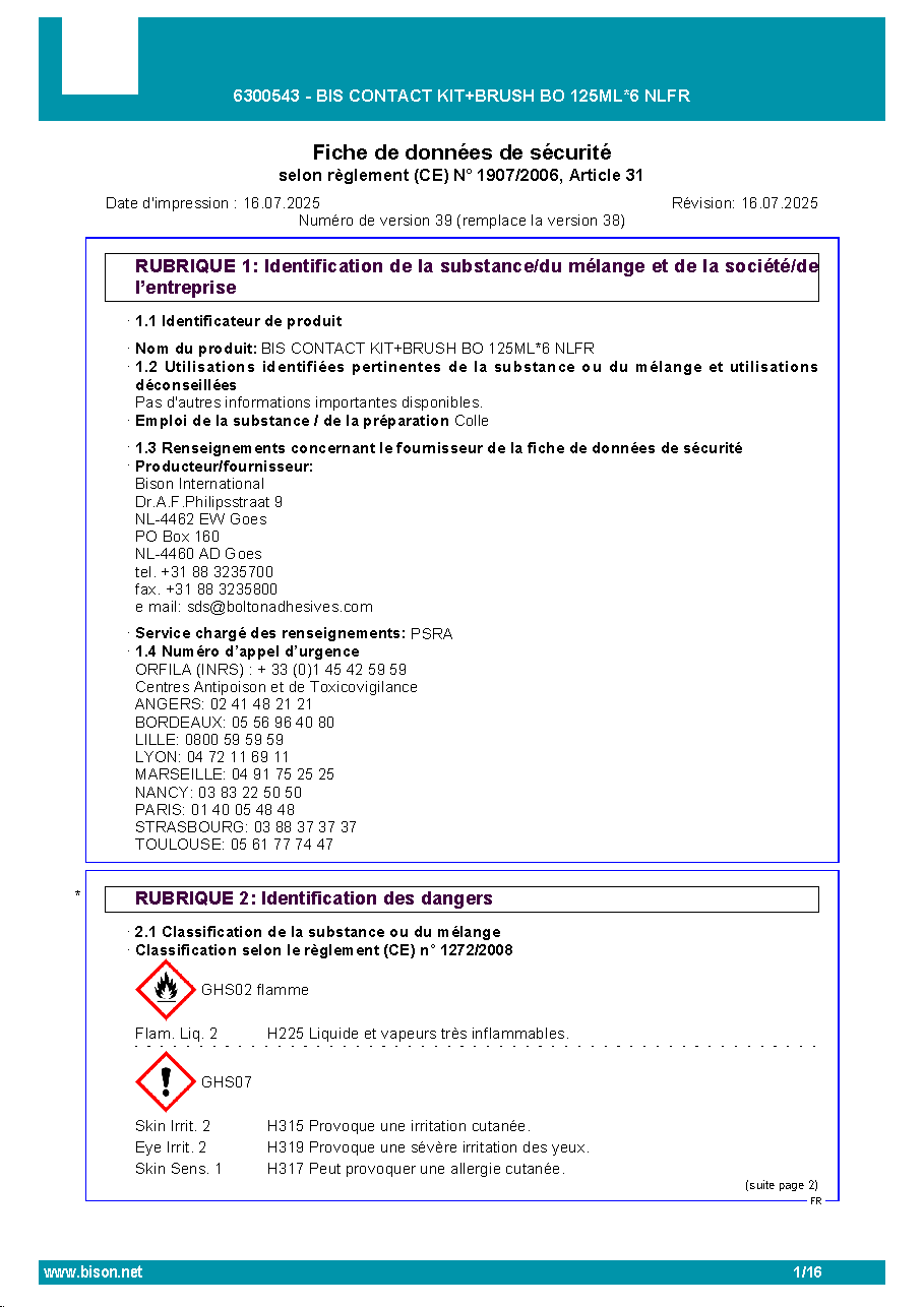 Fiche technique fournisseur