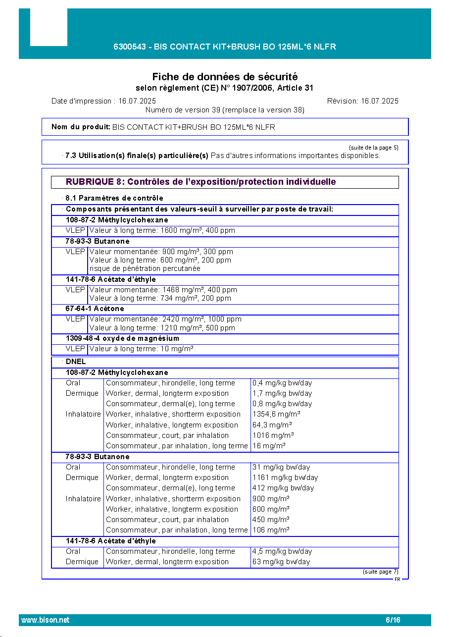 Fiche technique fournisseur
