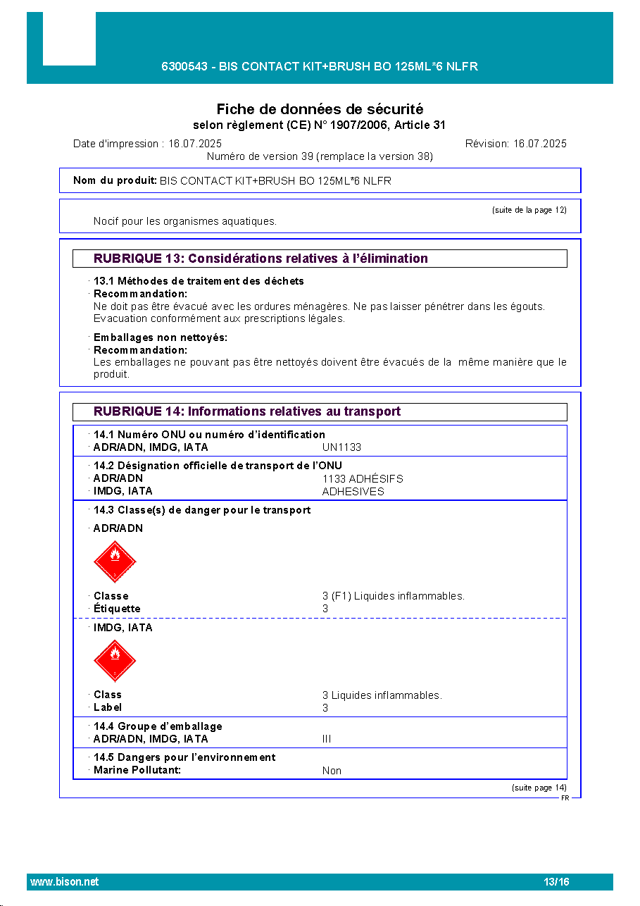 Fiche technique fournisseur
