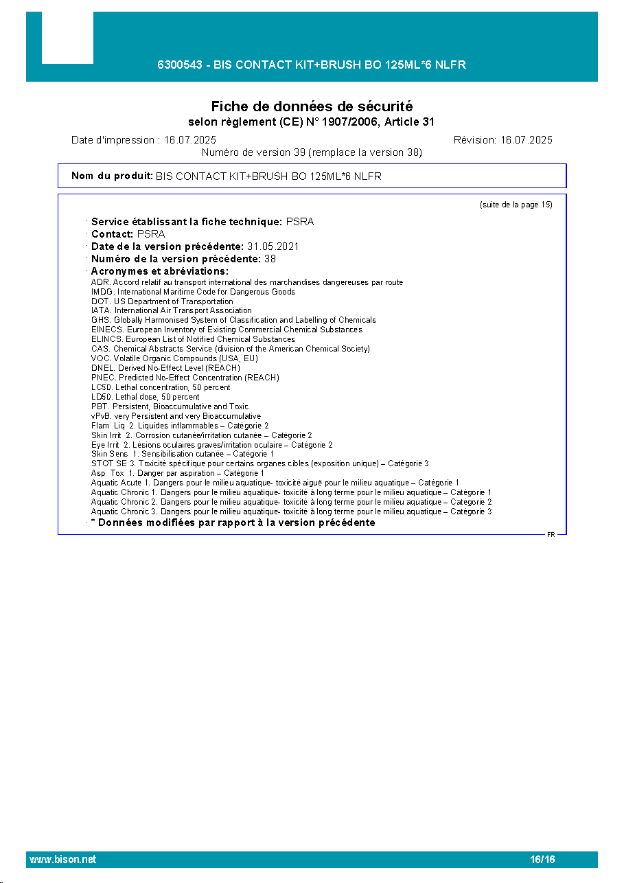 Fiche technique fournisseur