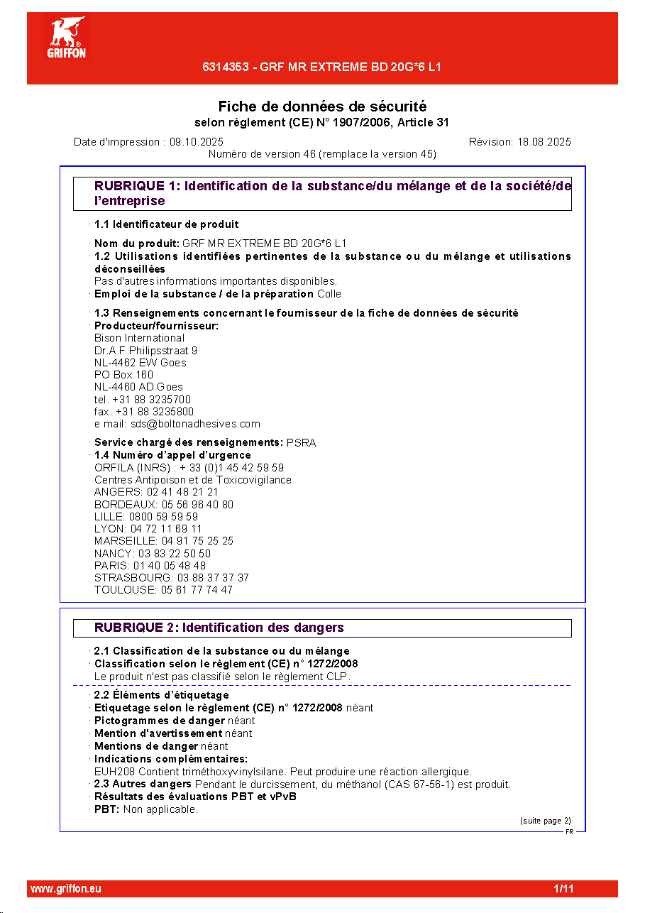Fiche technique fournisseur