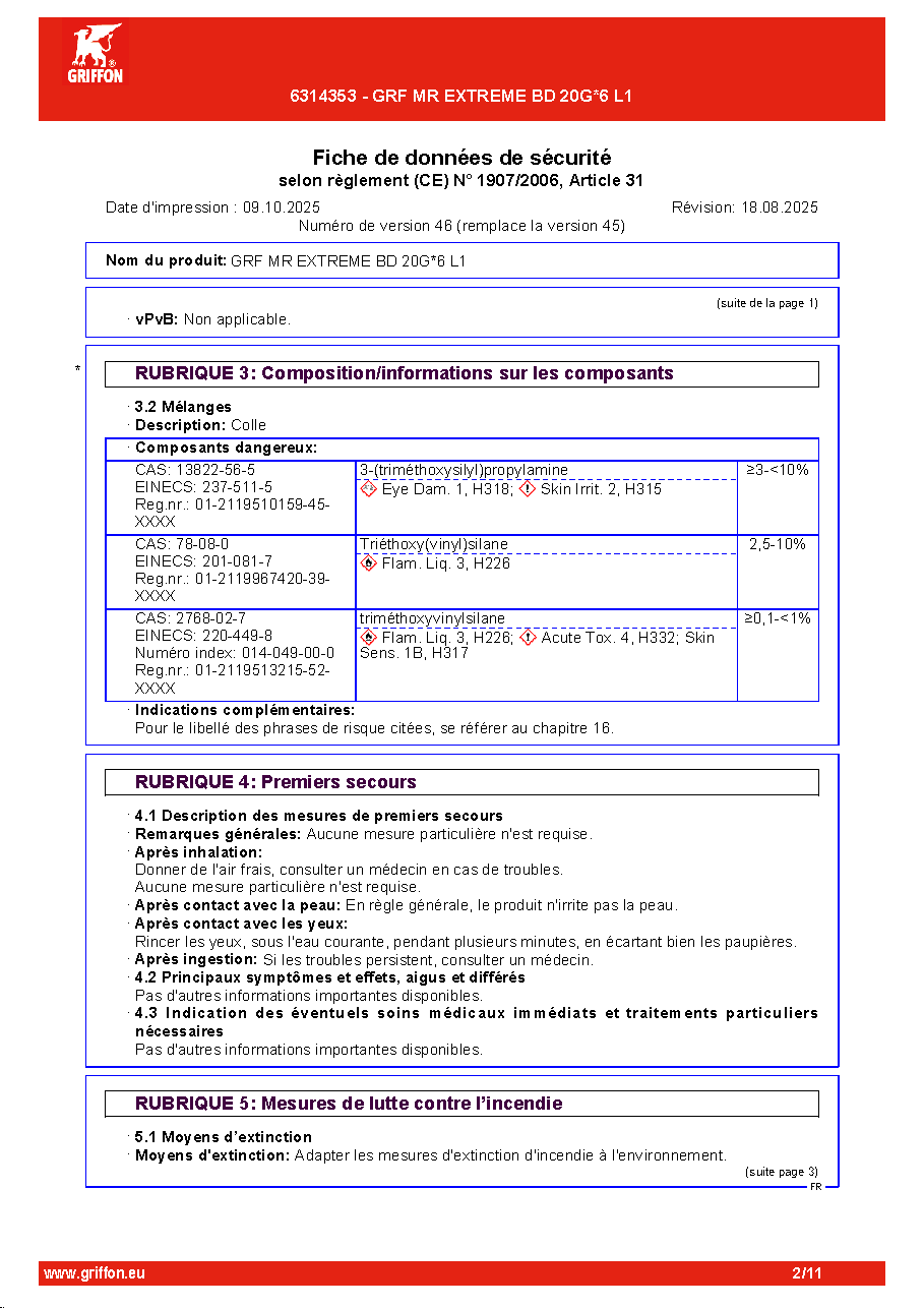 Fiche technique fournisseur
