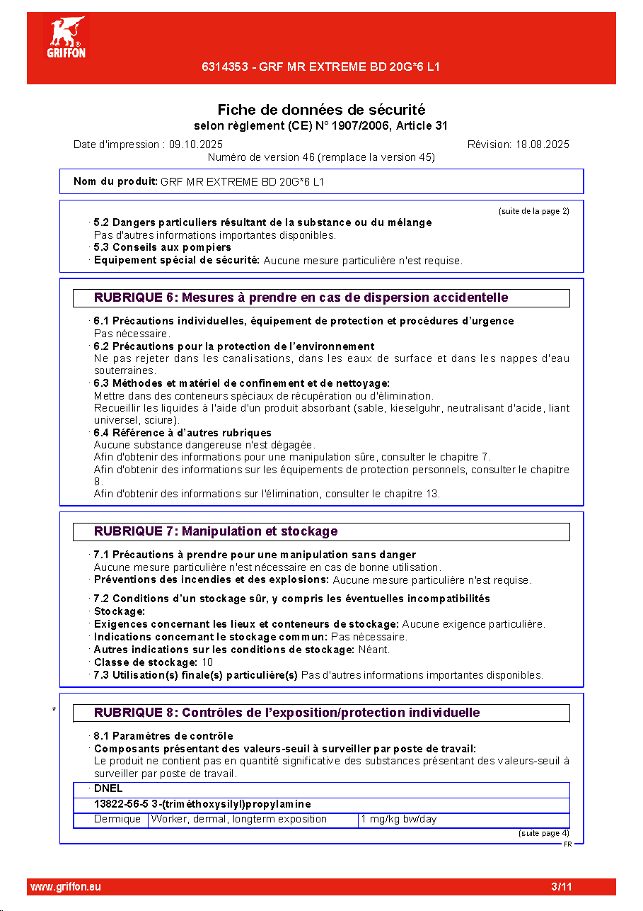 Fiche technique fournisseur