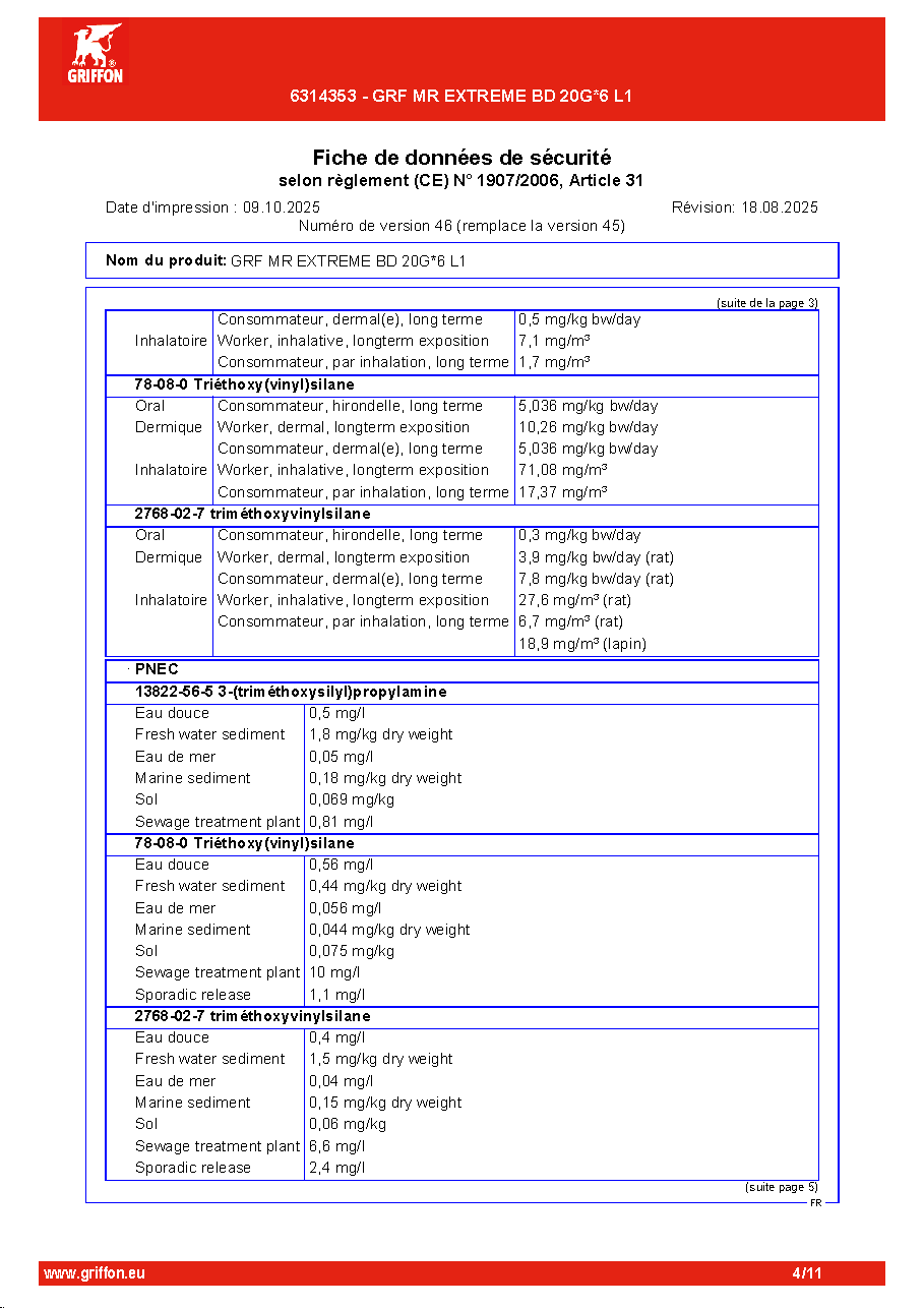 Fiche technique fournisseur