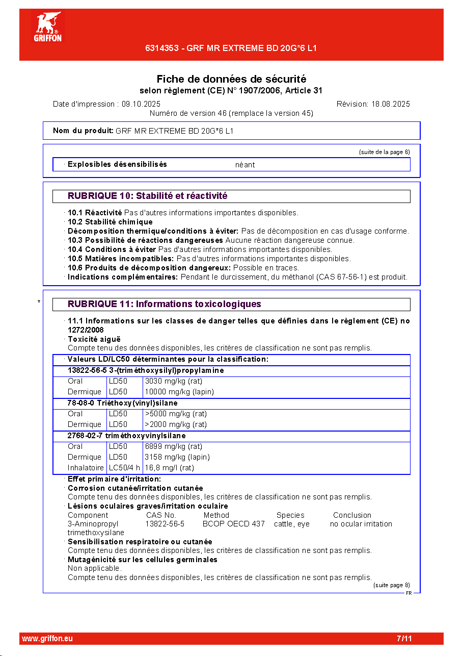 Fiche technique fournisseur