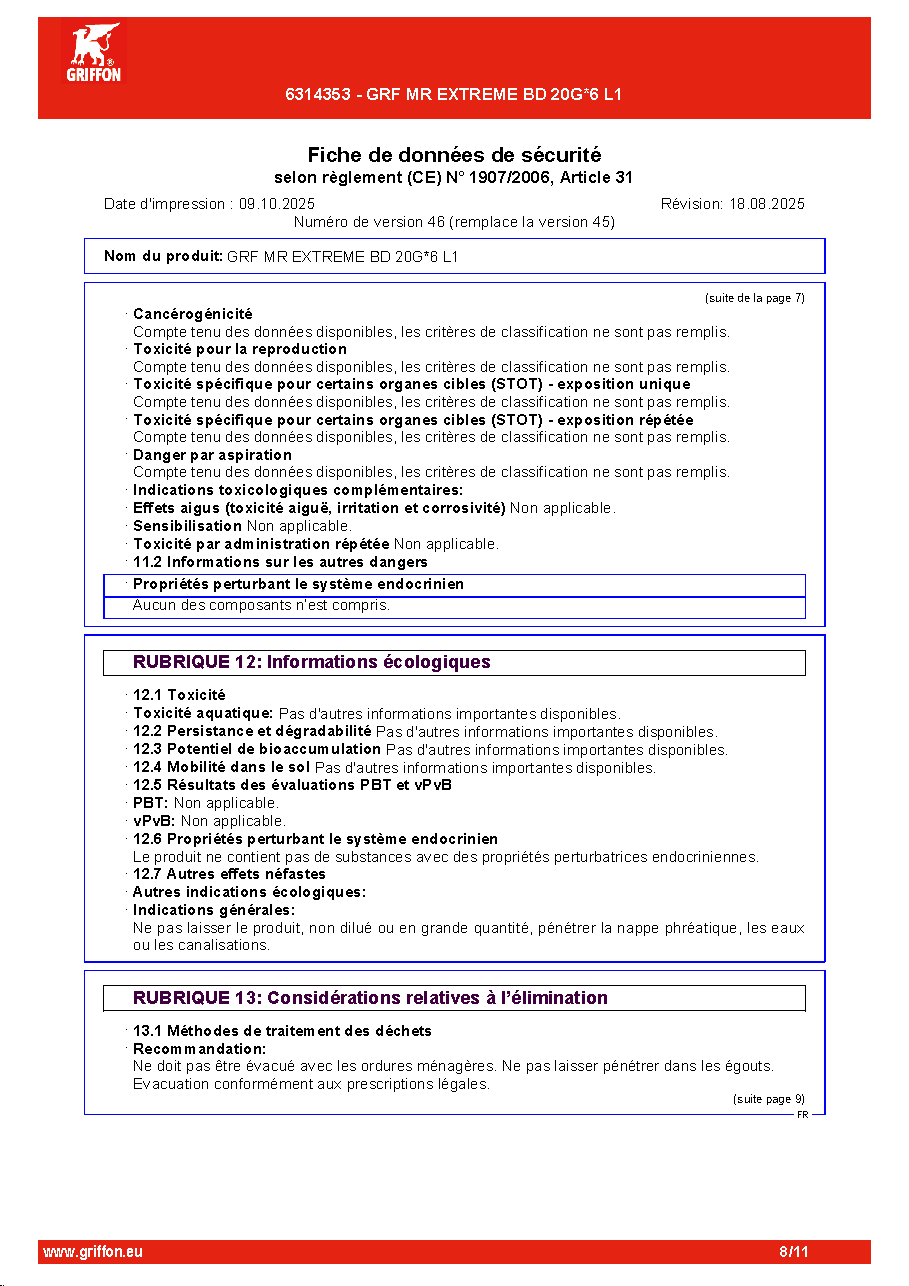 Fiche technique fournisseur