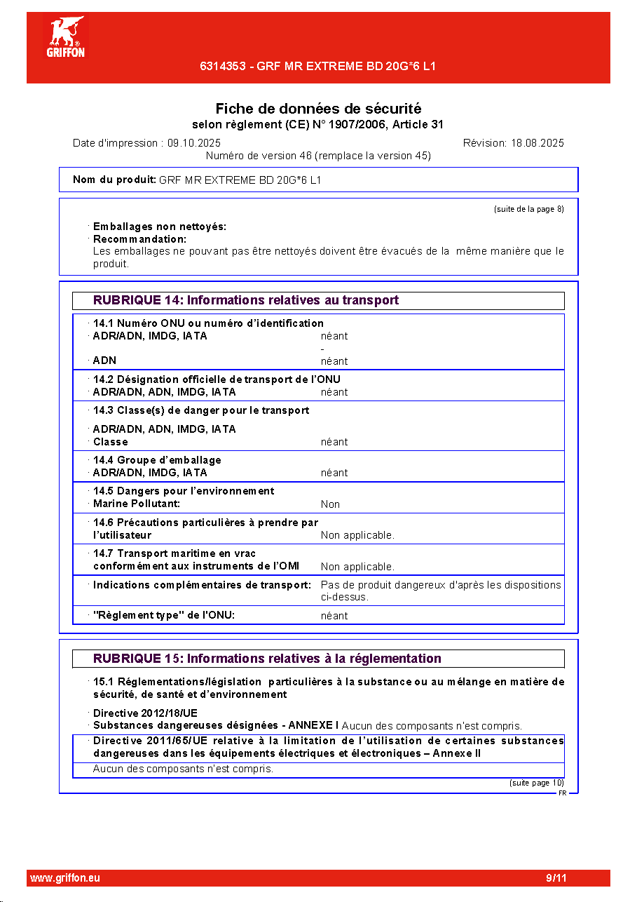 Fiche technique fournisseur