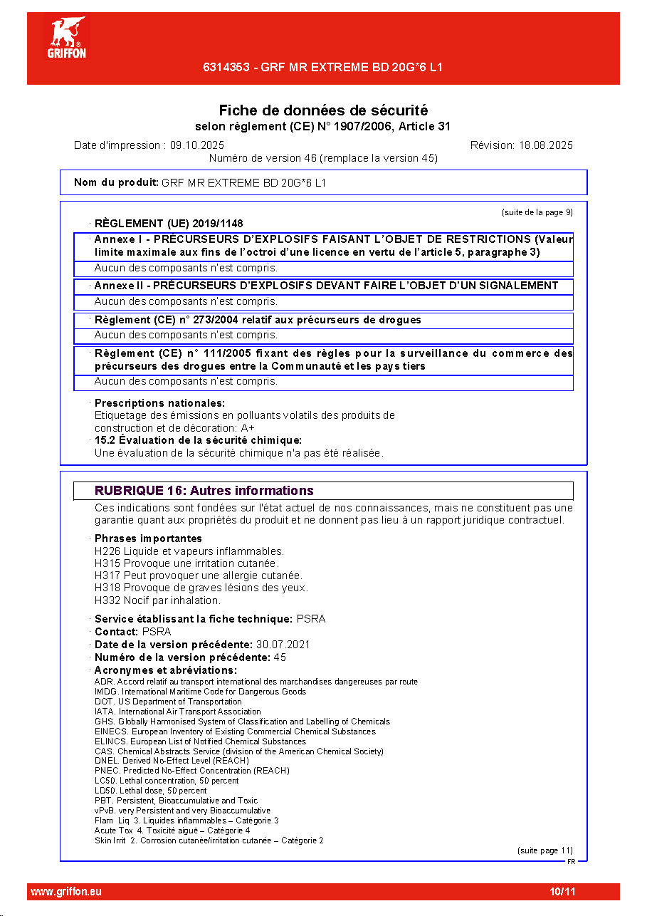 Fiche technique fournisseur