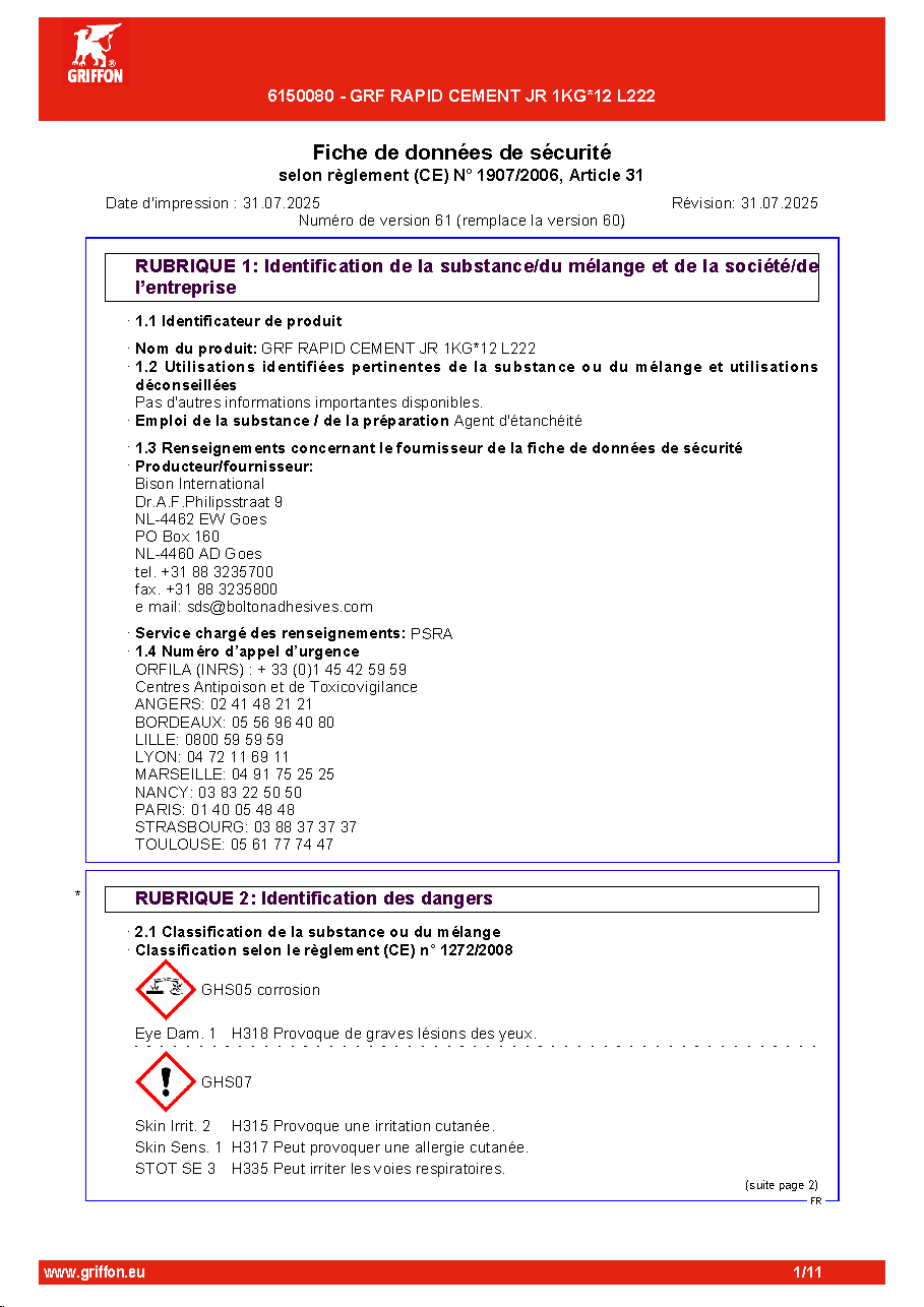 Fiche technique fournisseur