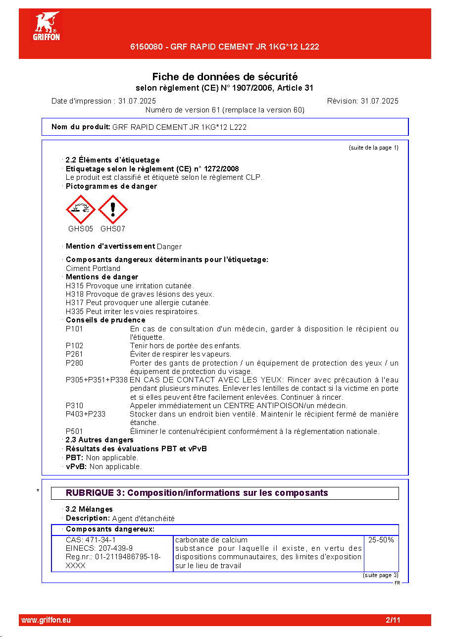 Fiche technique fournisseur