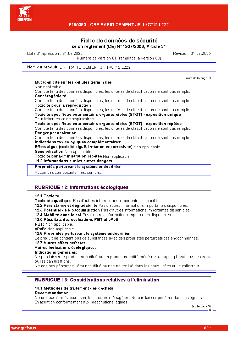 Fiche technique fournisseur