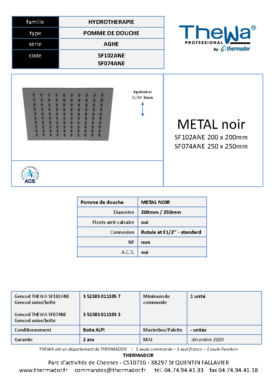 Fiche technique fournisseur