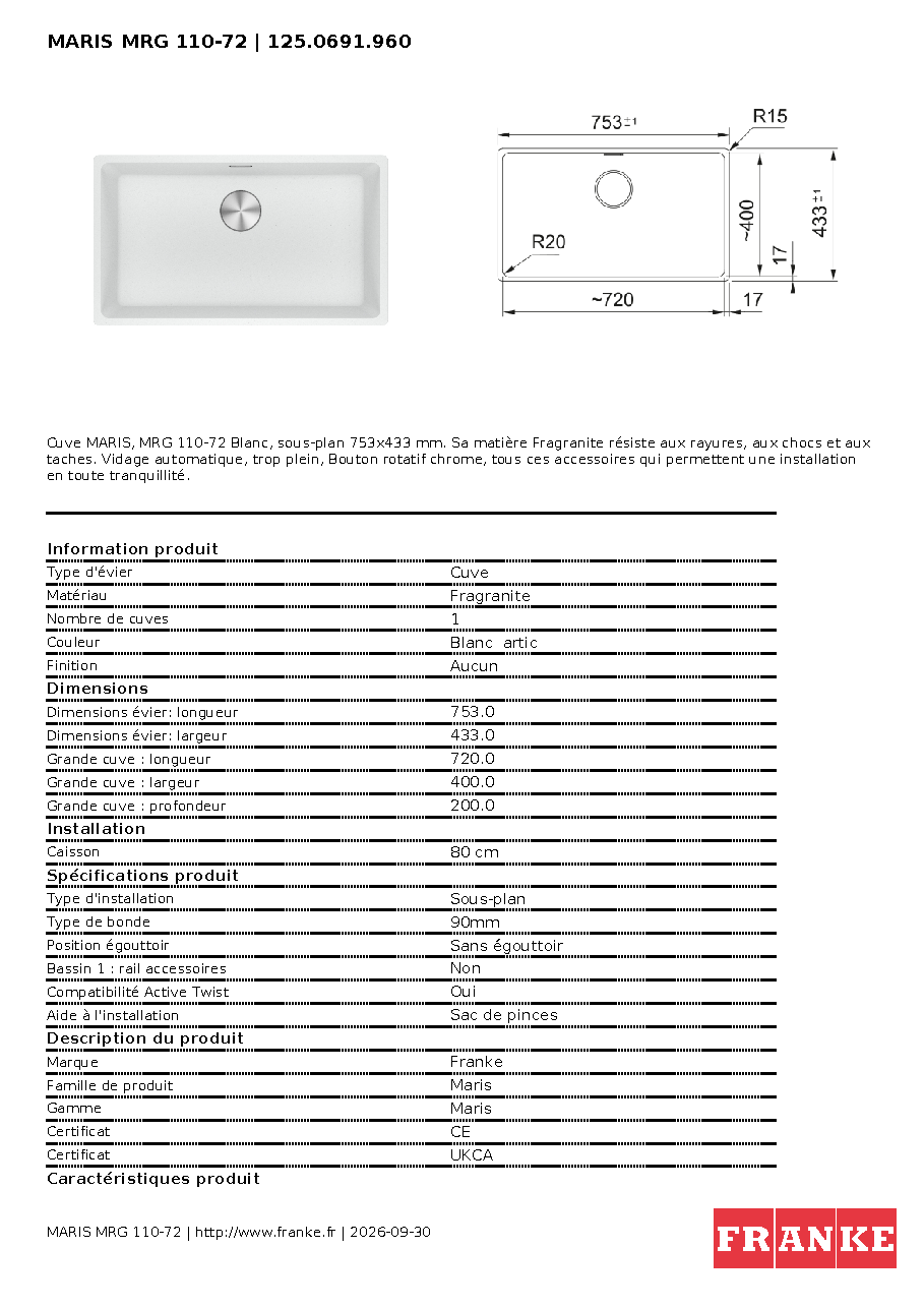 Fiche technique fournisseur