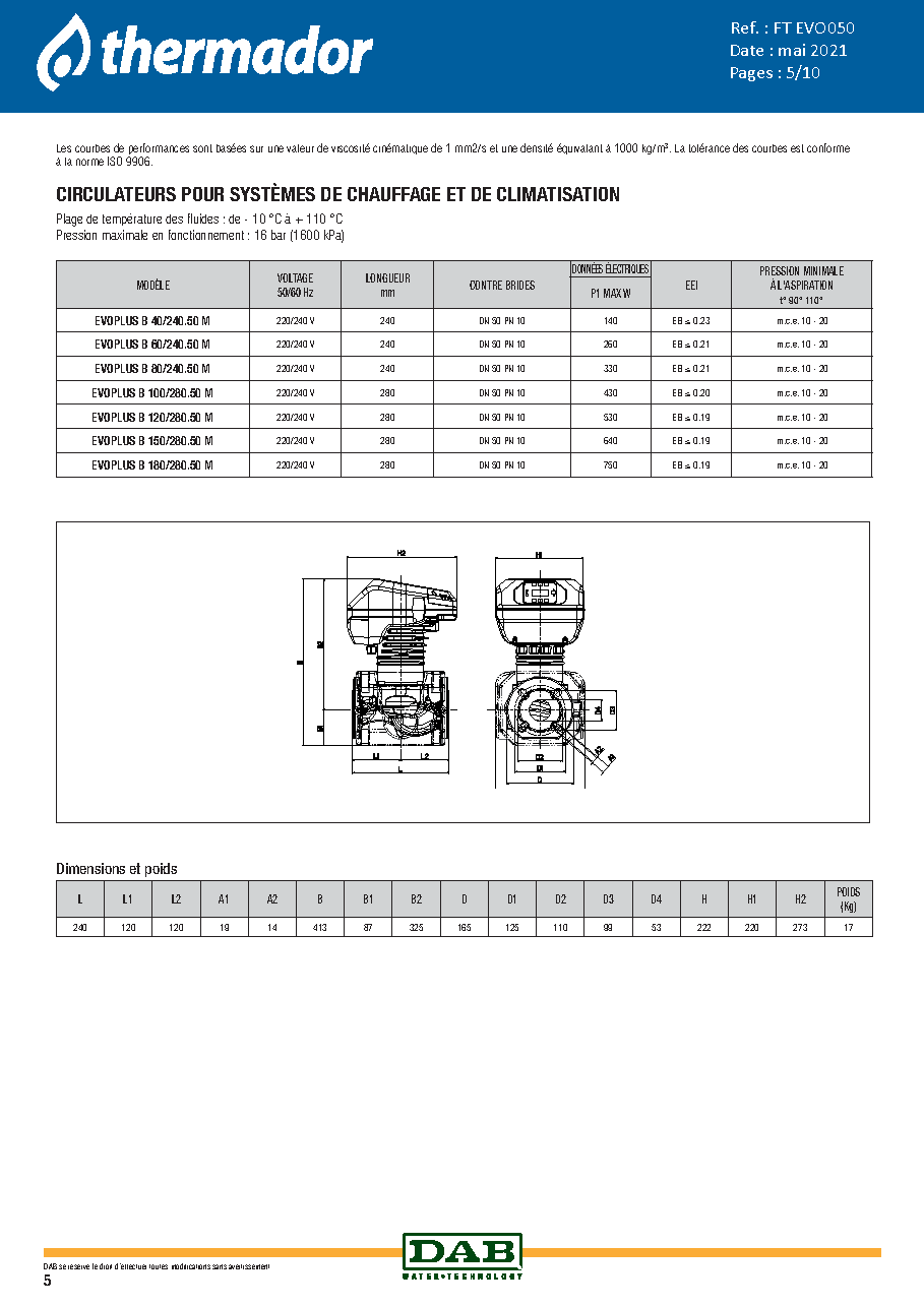 Fiche technique fournisseur