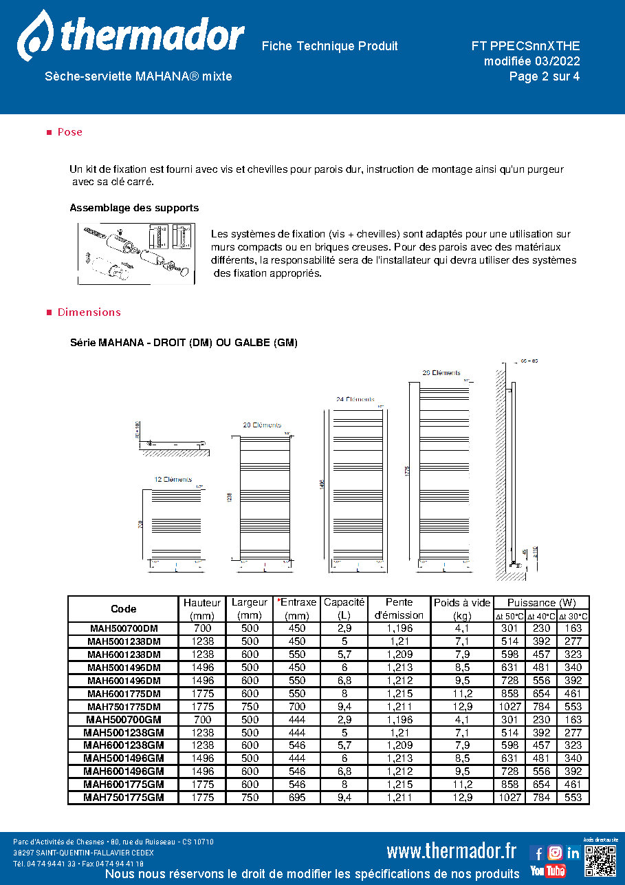 Fiche technique fournisseur