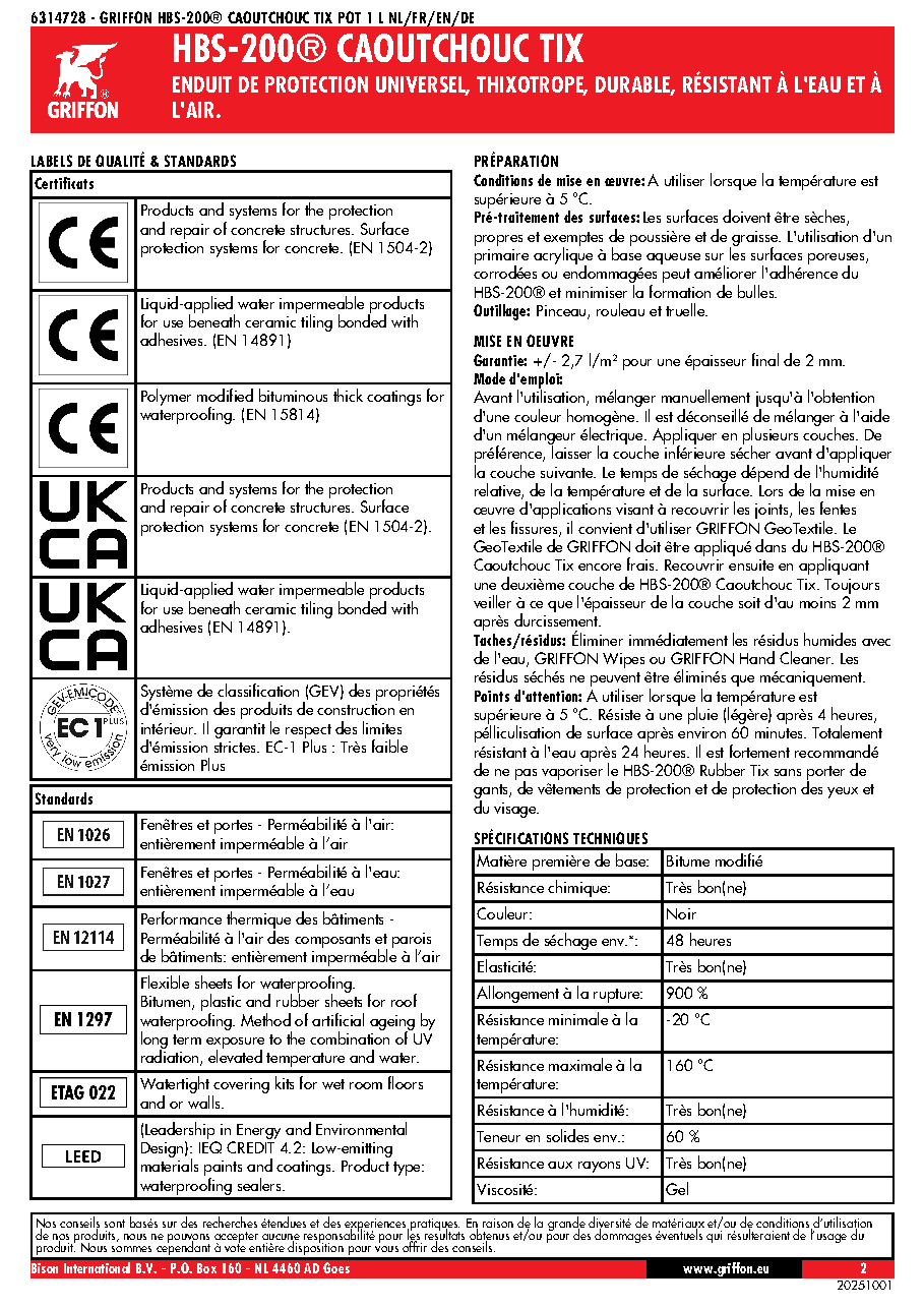 Fiche technique fournisseur