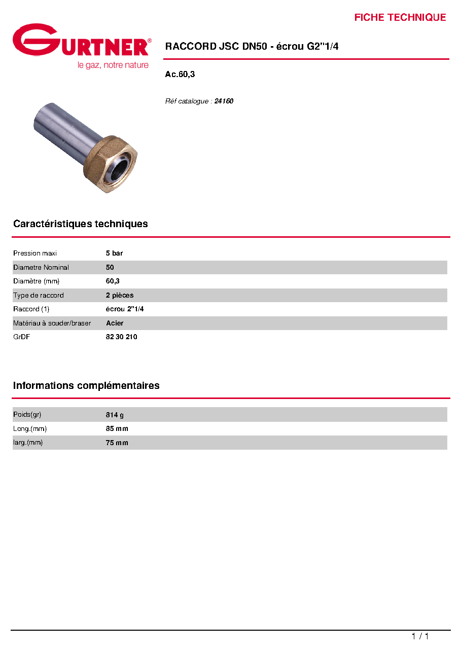 Fiche technique fournisseur