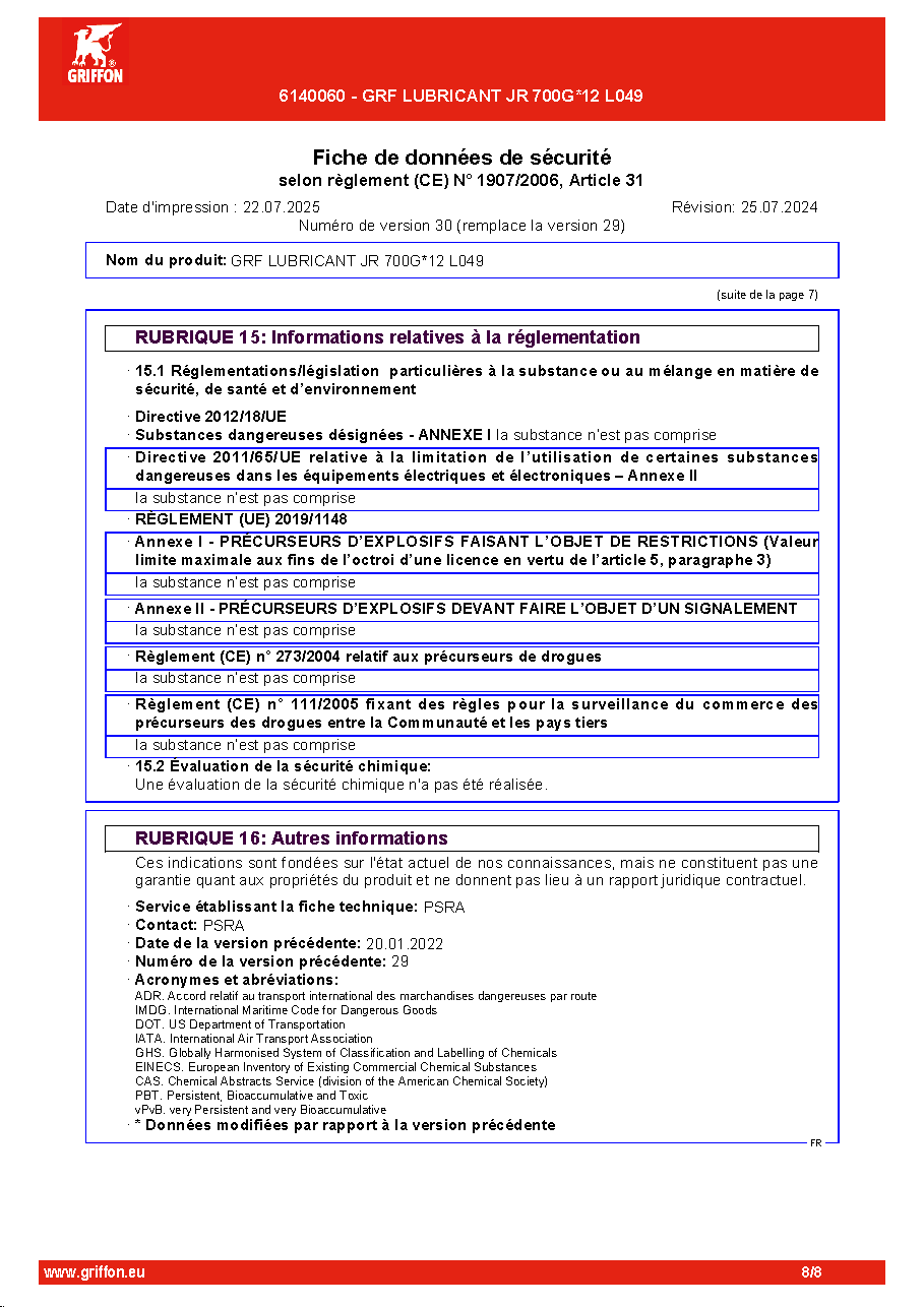 Fiche technique fournisseur