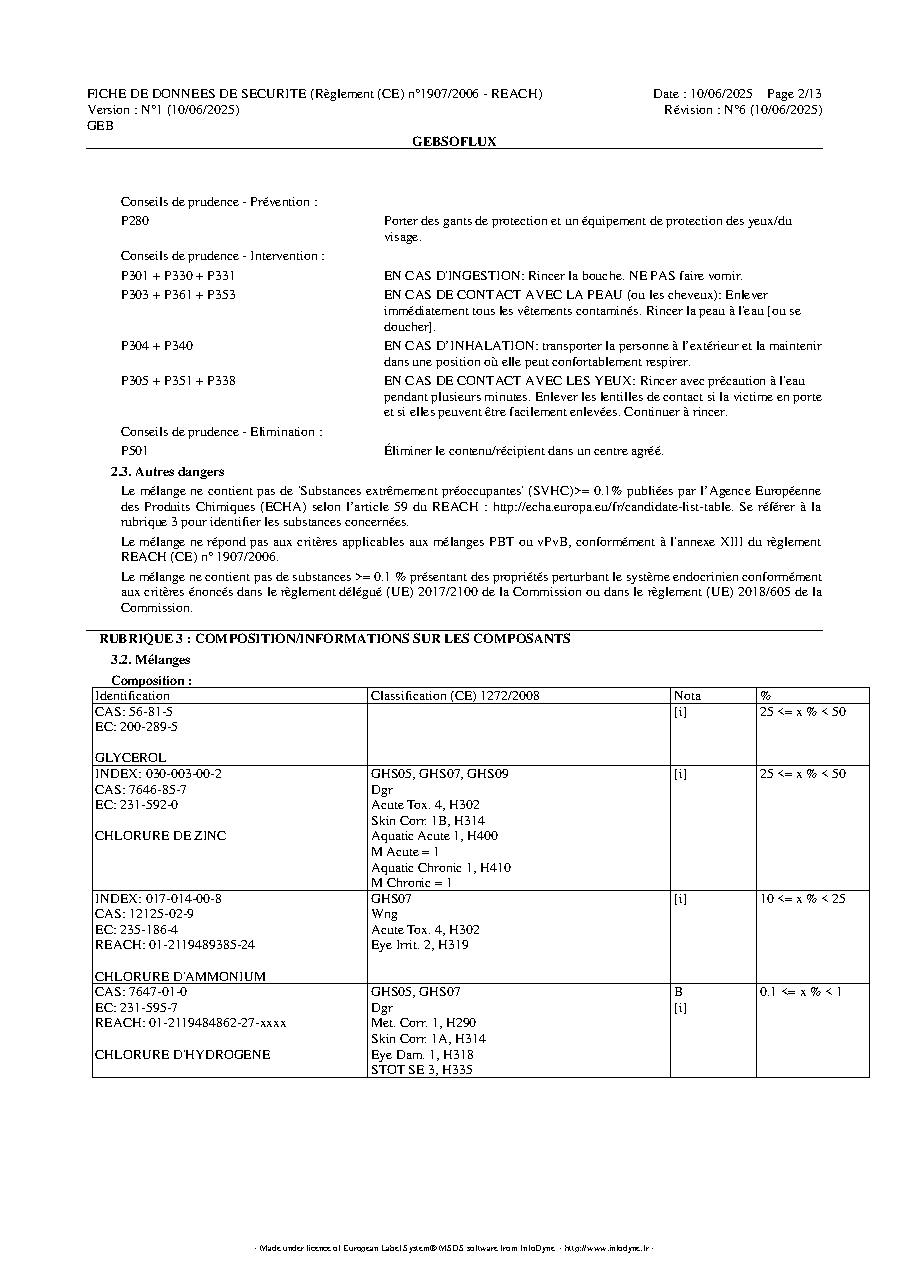 Fiche technique fournisseur