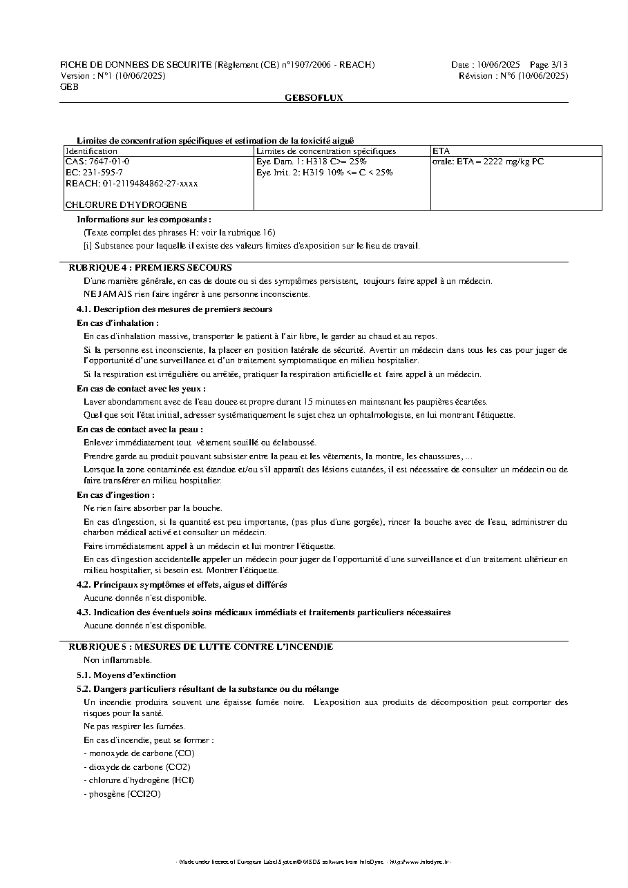 Fiche technique fournisseur