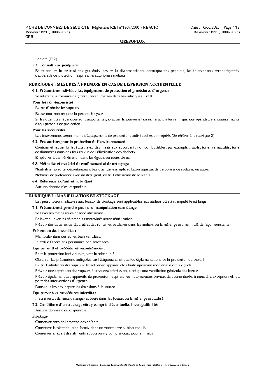 Fiche technique fournisseur