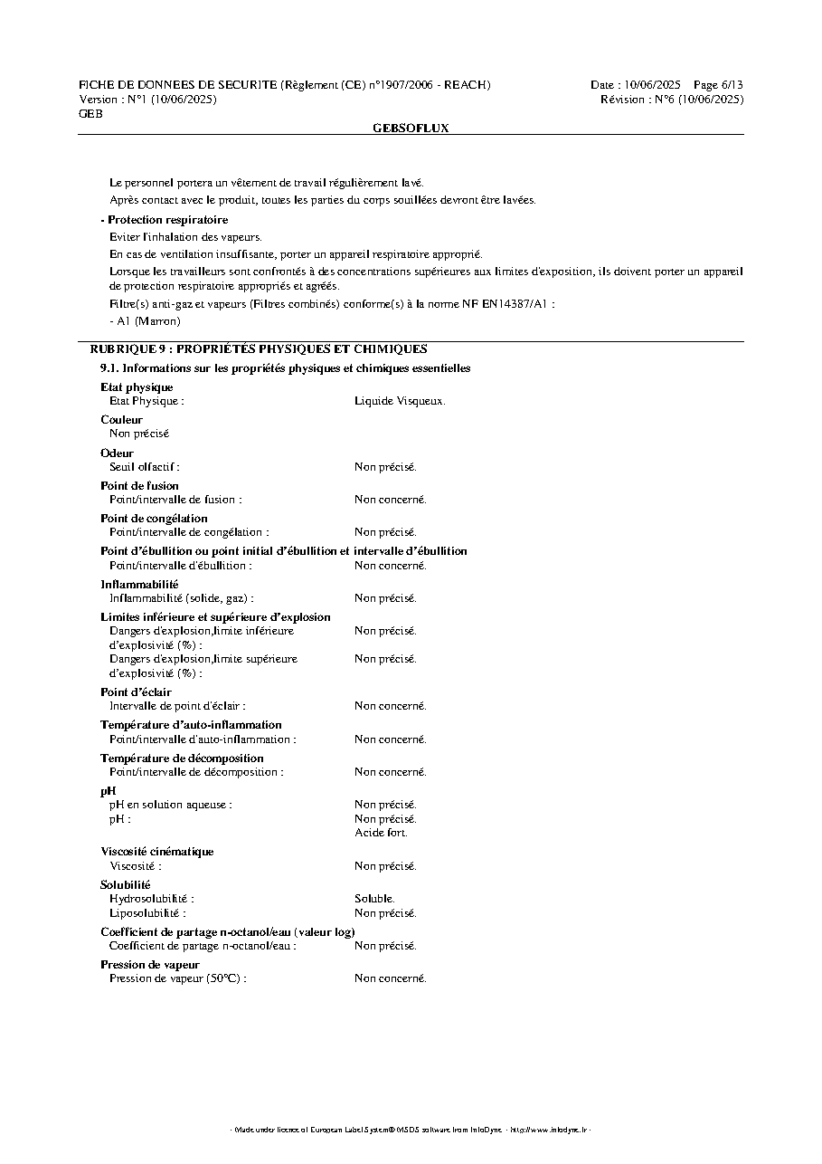 Fiche technique fournisseur