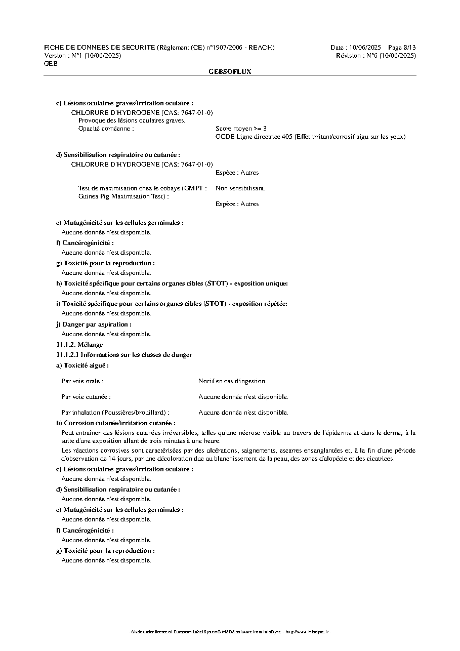 Fiche technique fournisseur