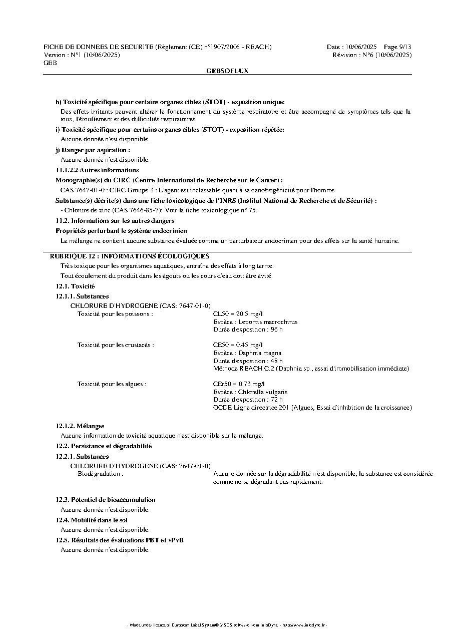 Fiche technique fournisseur